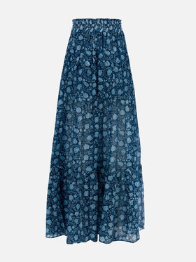 Woman silk voile pleated long skirt Cheyenne - MC2 Saint Barth