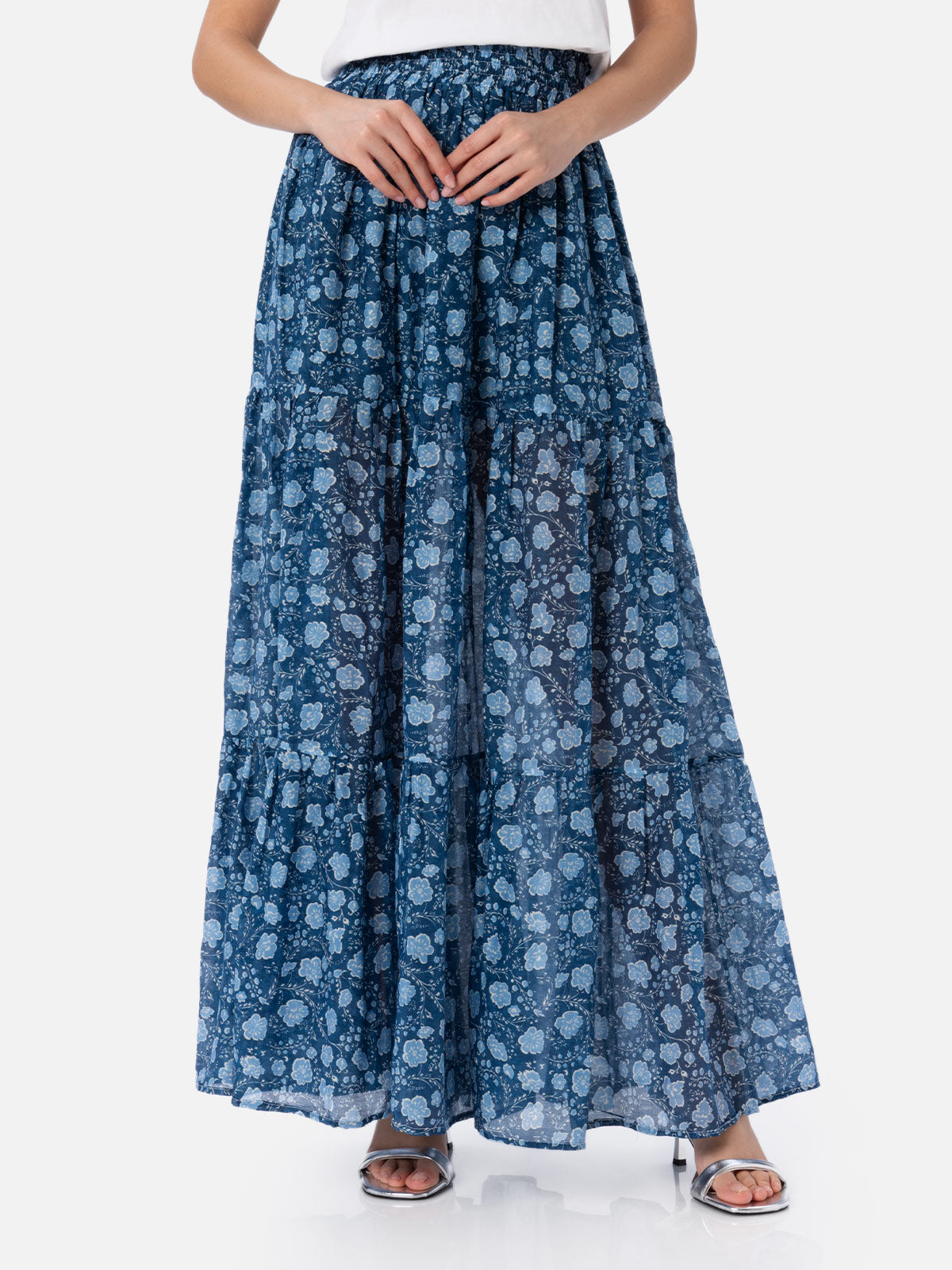 Woman silk voile pleated long skirt Cheyenne - MC2 Saint Barth