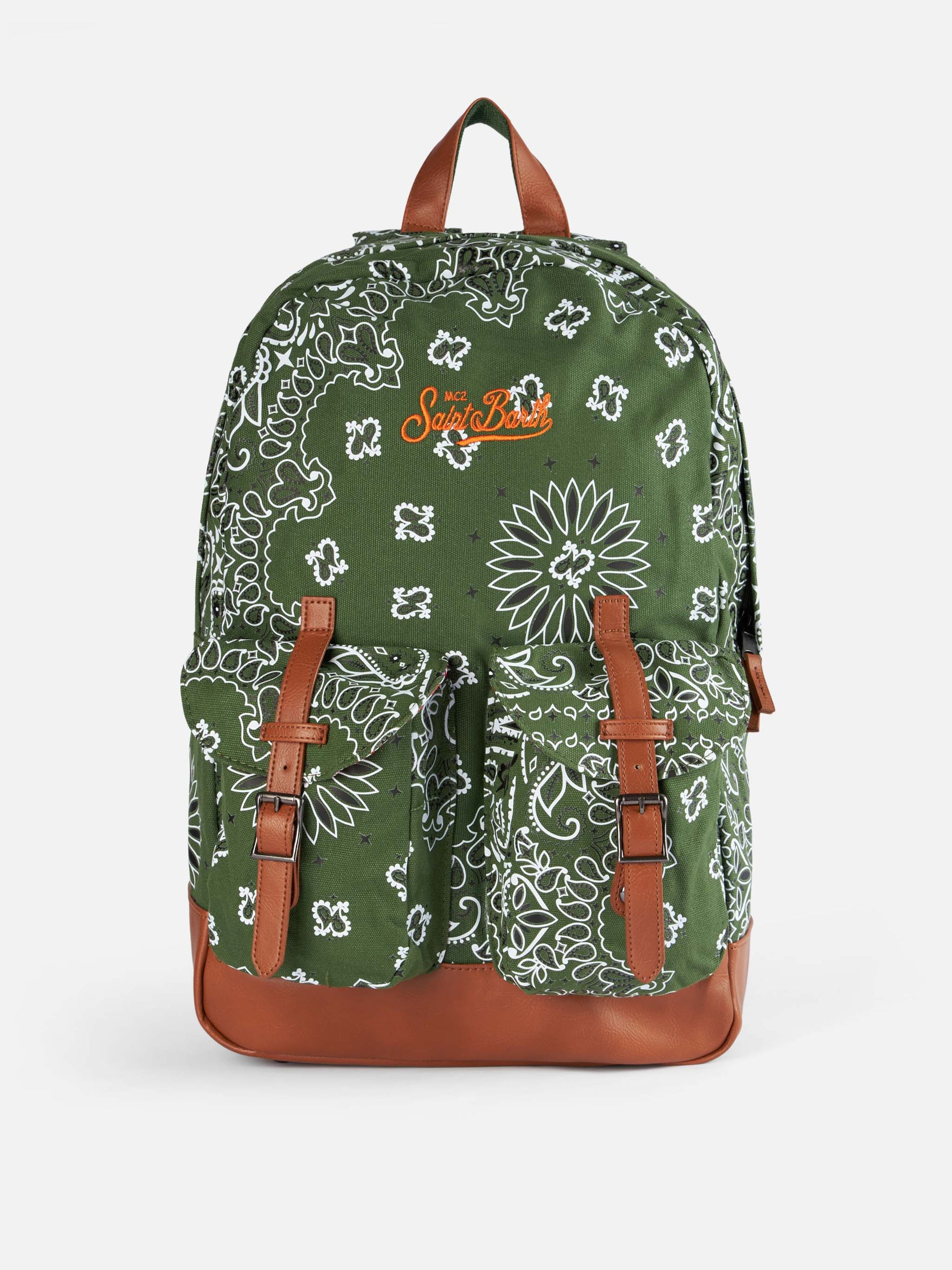 Canvas backpack Cody with green bandanna print - MC2 Saint Barth