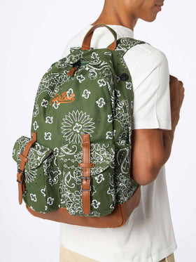Canvas backpack Cody with green bandanna print - MC2 Saint Barth