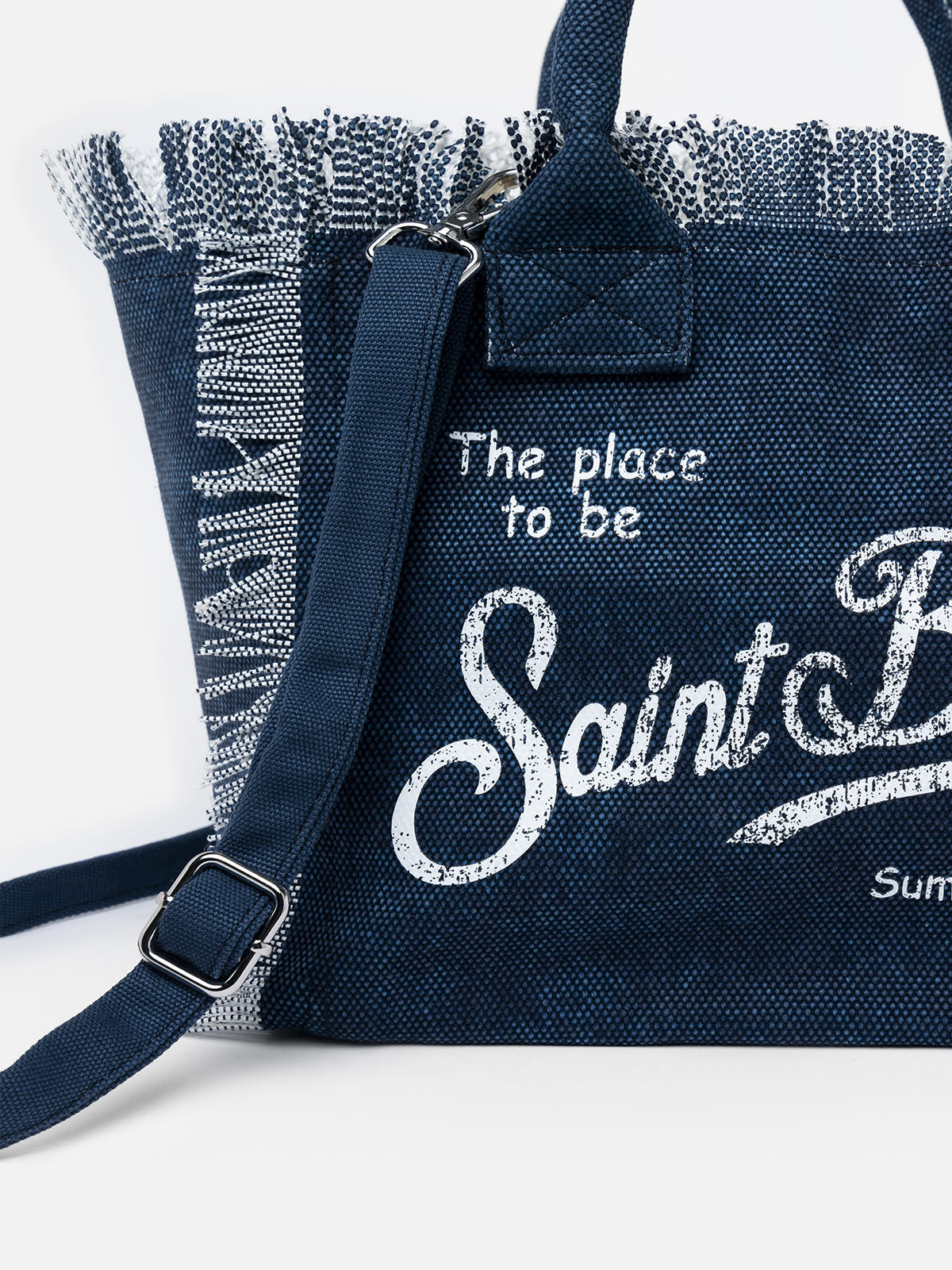 Colette indigo cotton canvas handbag - MC2 Saint Barth