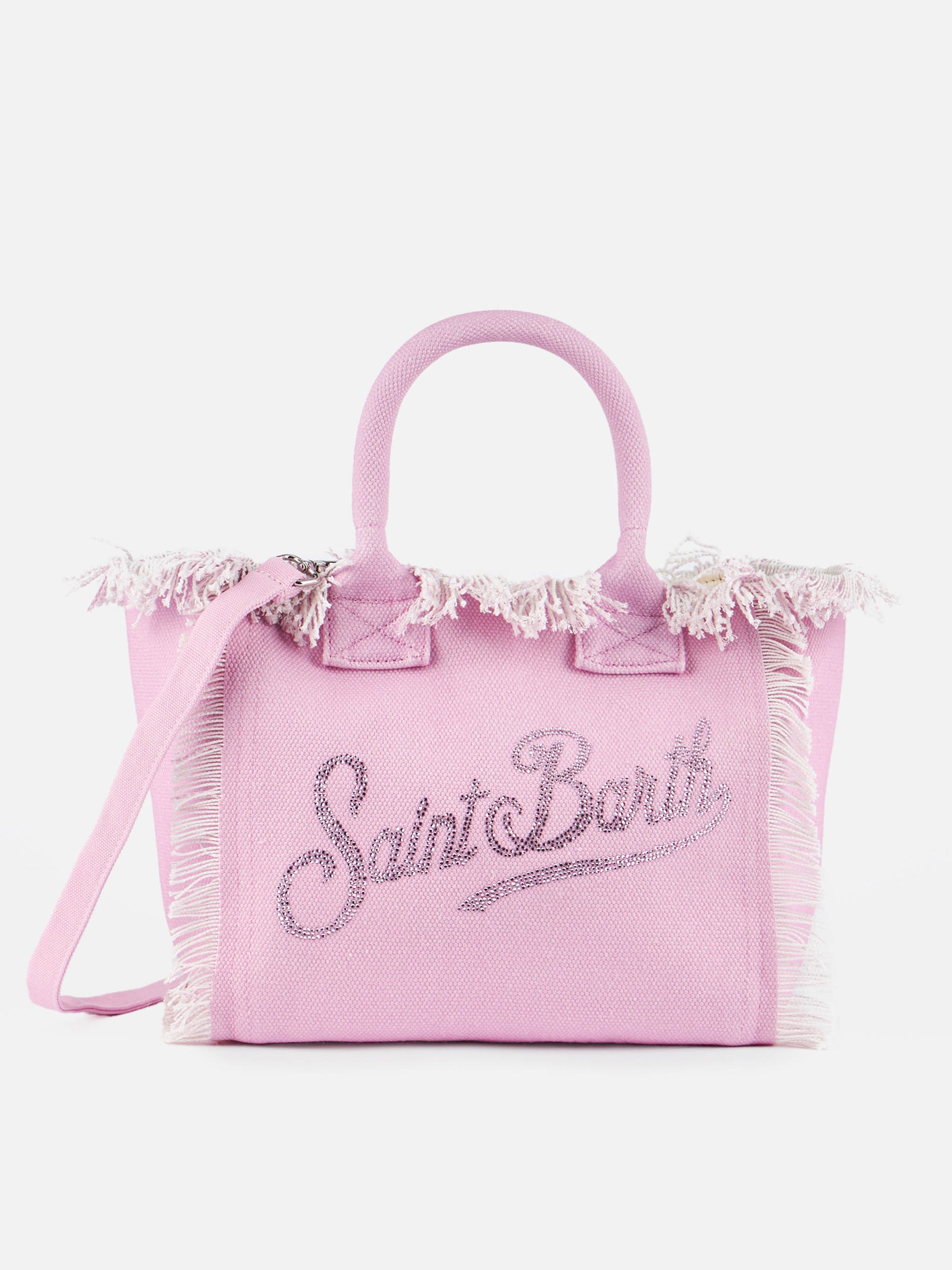 Colette pink cotton canvas handbag with rhinestone logo - MC2 Saint Barth