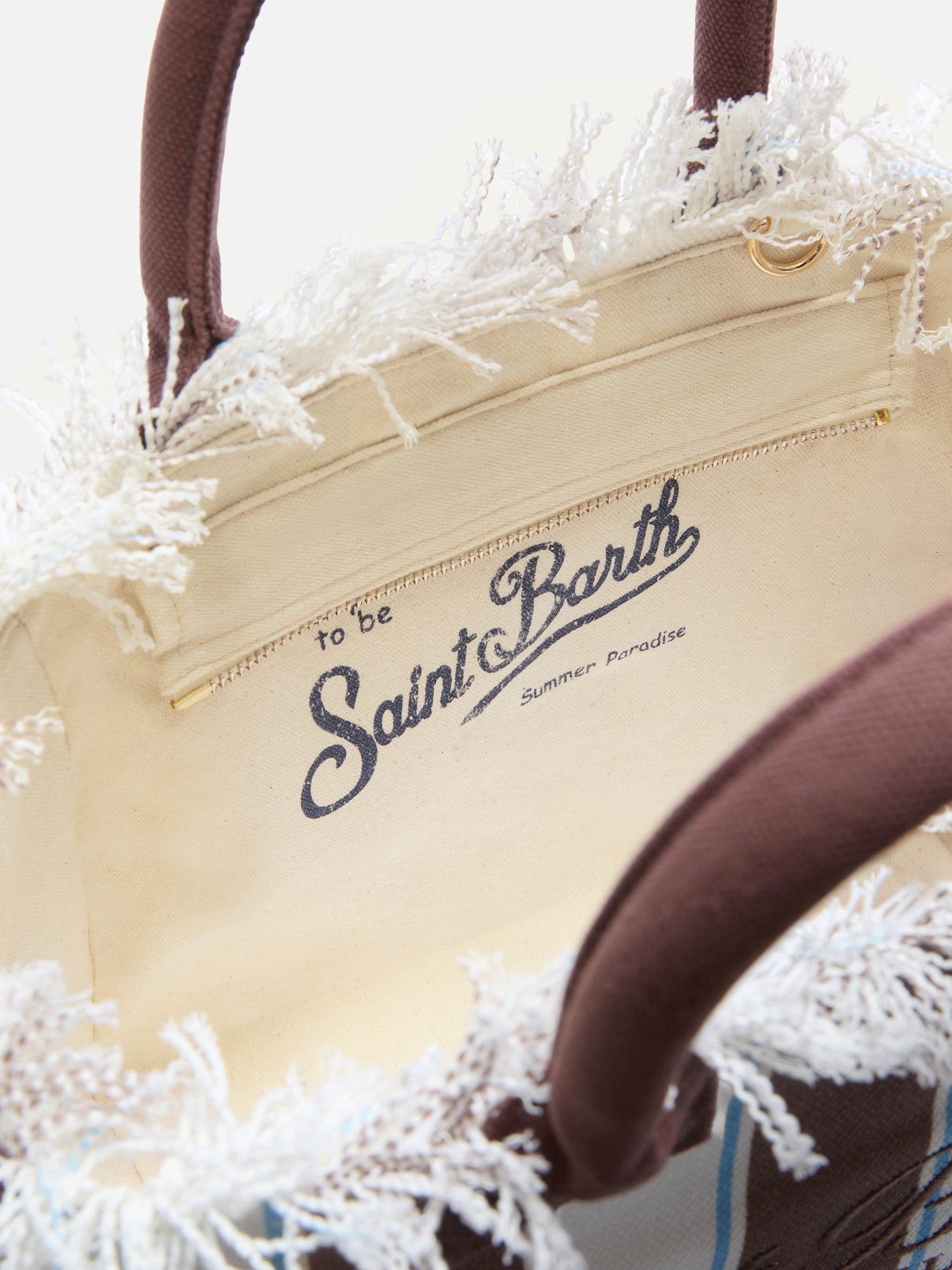 Colette canvas bag with brown stripes and embroidered logo