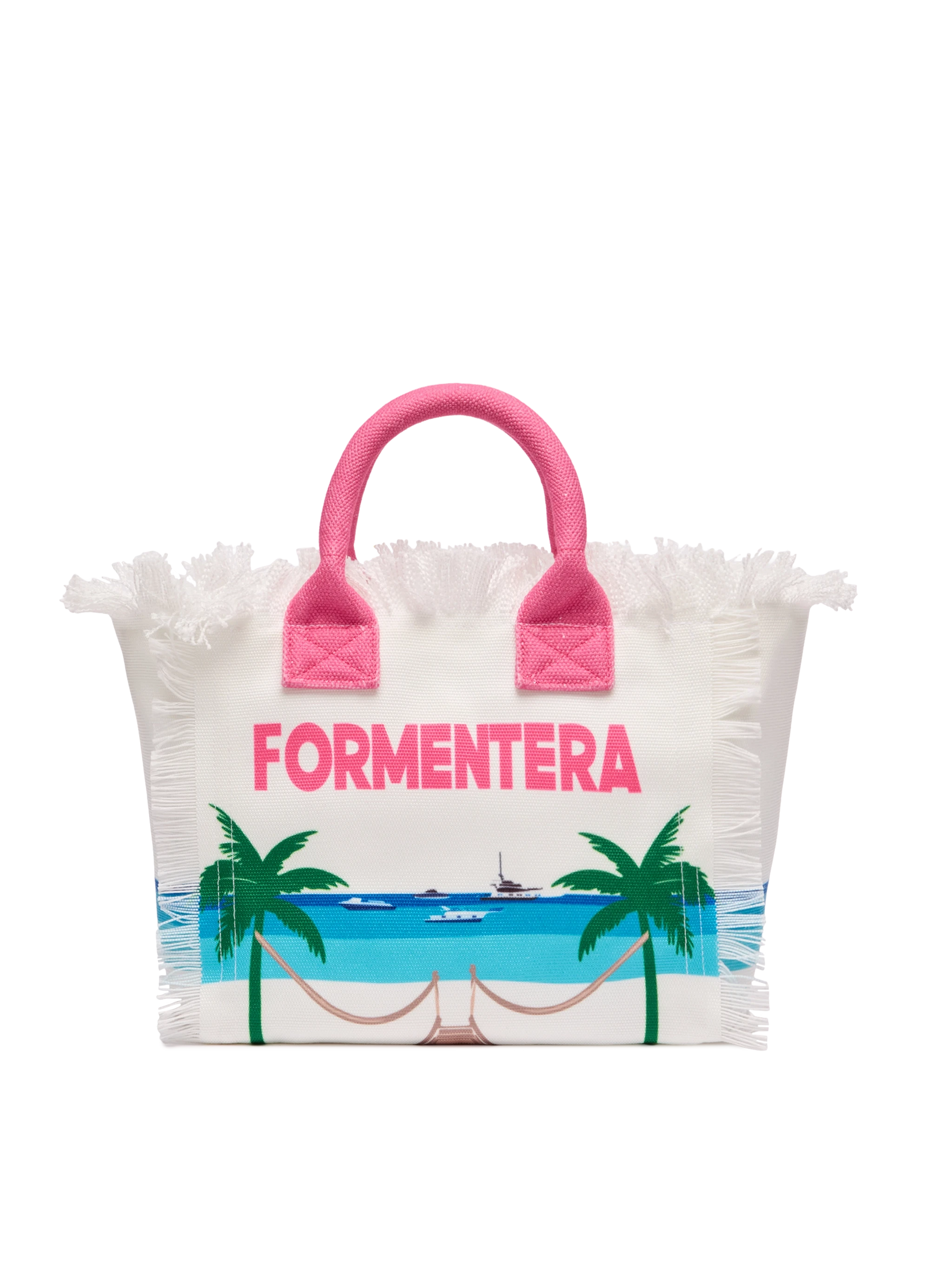 Colette cotton canvas handbag with Formentera postcard print - MC2 Saint Barth