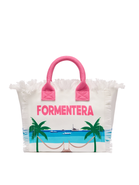 Colette cotton canvas handbag with Formentera postcard print - MC2 Saint Barth