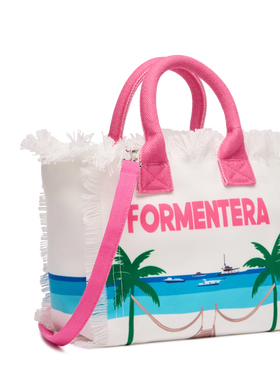Colette cotton canvas handbag with Formentera postcard print - MC2 Saint Barth