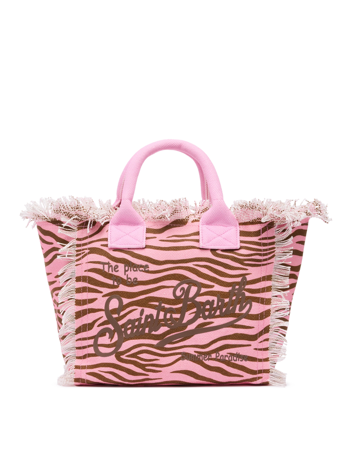 Colette cotton canvas handbag with zebra print - MC2 Saint Barth
