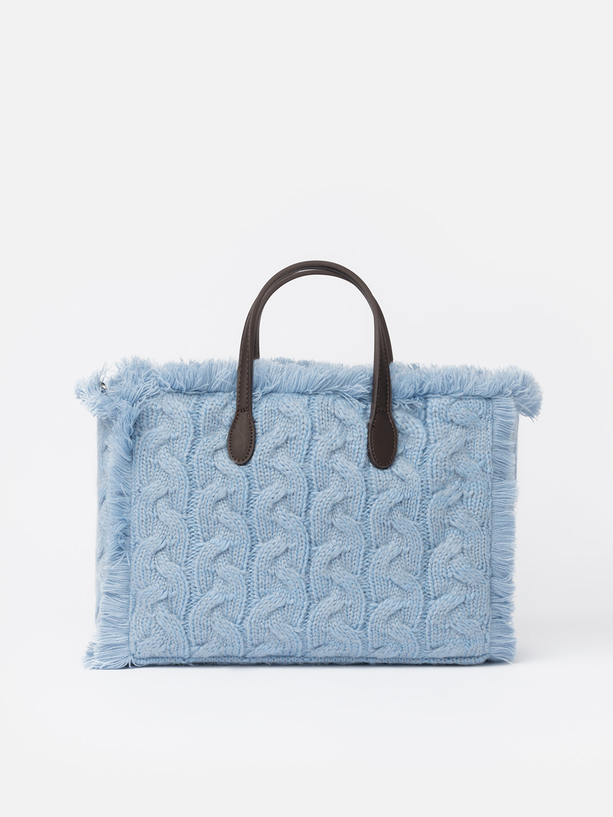 Light blue cable knit Colette handbag with rhinestones embellishment - MC2 Saint Barth