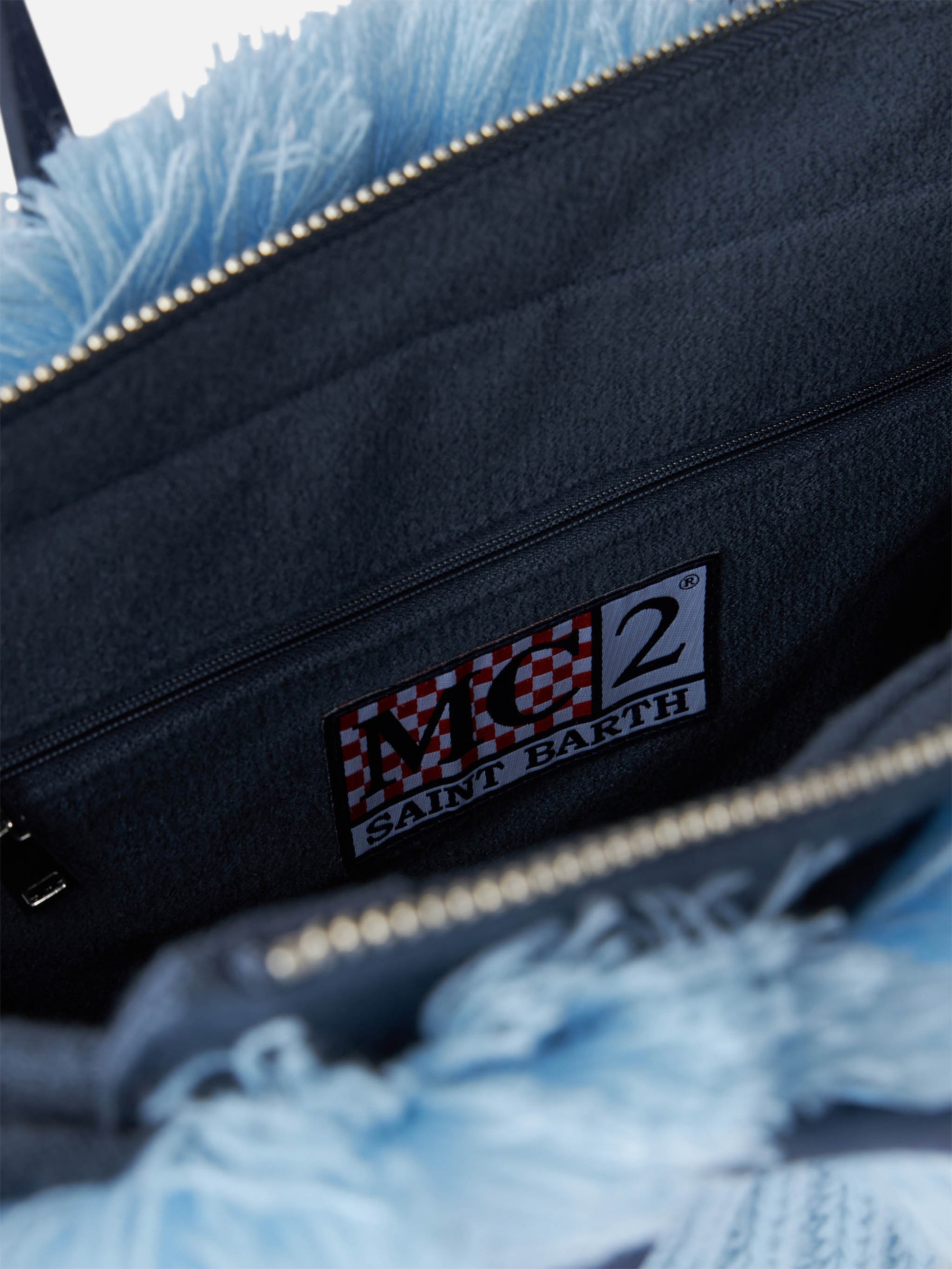 Light blue rib knit Colette handbag with logo embroidery - MC2 Saint Barth