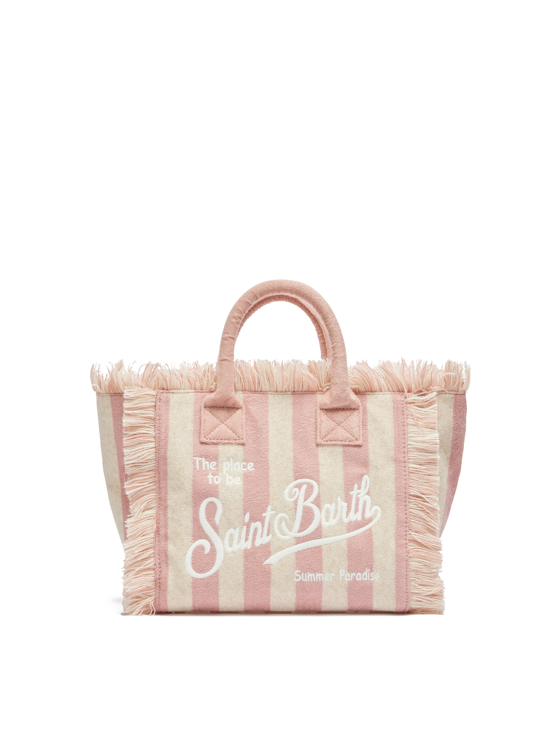 Colette Sponge light pink striped terry handbag - MC2 Saint Barth
