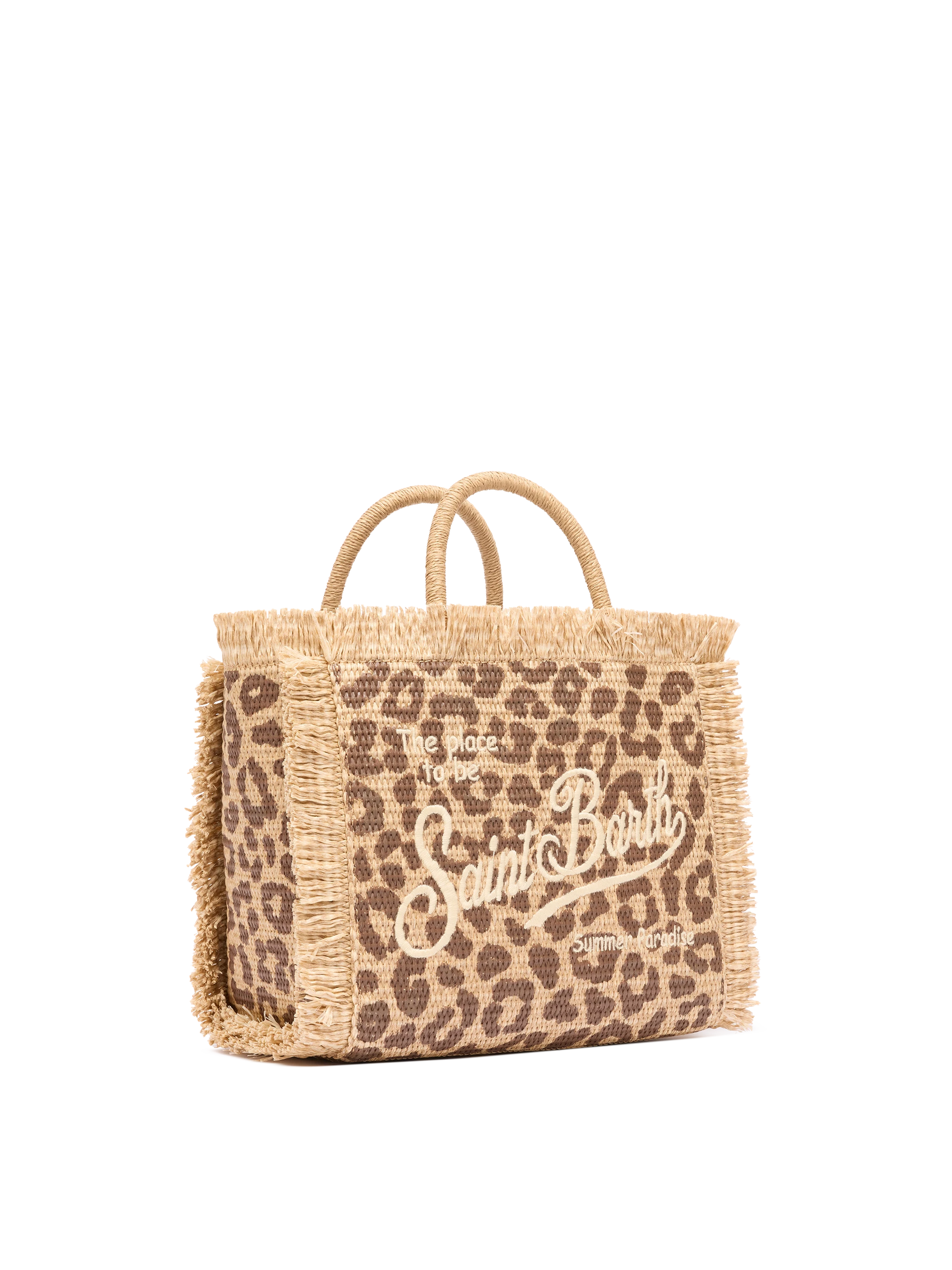 Colette Straw effect handbag with animalier print - MC2 Saint Barth