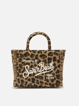 Borsa a mano Colette Felt in misto lana leopardata