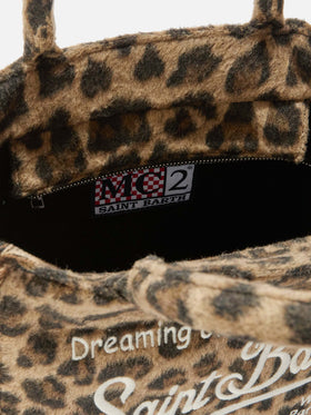 Borsa a mano Colette Felt in misto lana leopardata