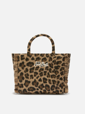 Borsa a mano Colette Felt in misto lana leopardata