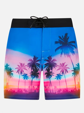 Herren-Surfshorts aus Komfort und Stretch mit Palmenprint