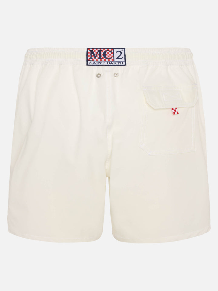 Costume mare Comfort bianco con ricamo St. Barth