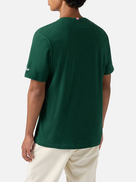 T-shirt Connor in cotone verde con ricamo sul taschino Wimbledon addicted