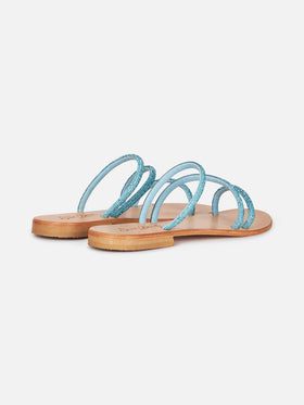 Sandali bassi Cora con strass turchesi