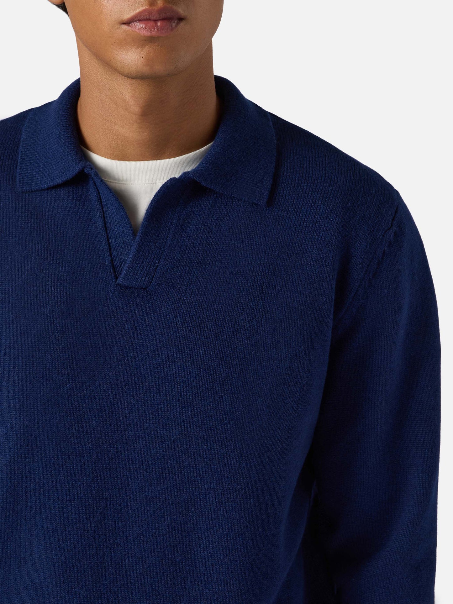 Navy blue pure-wool knit polo Covent