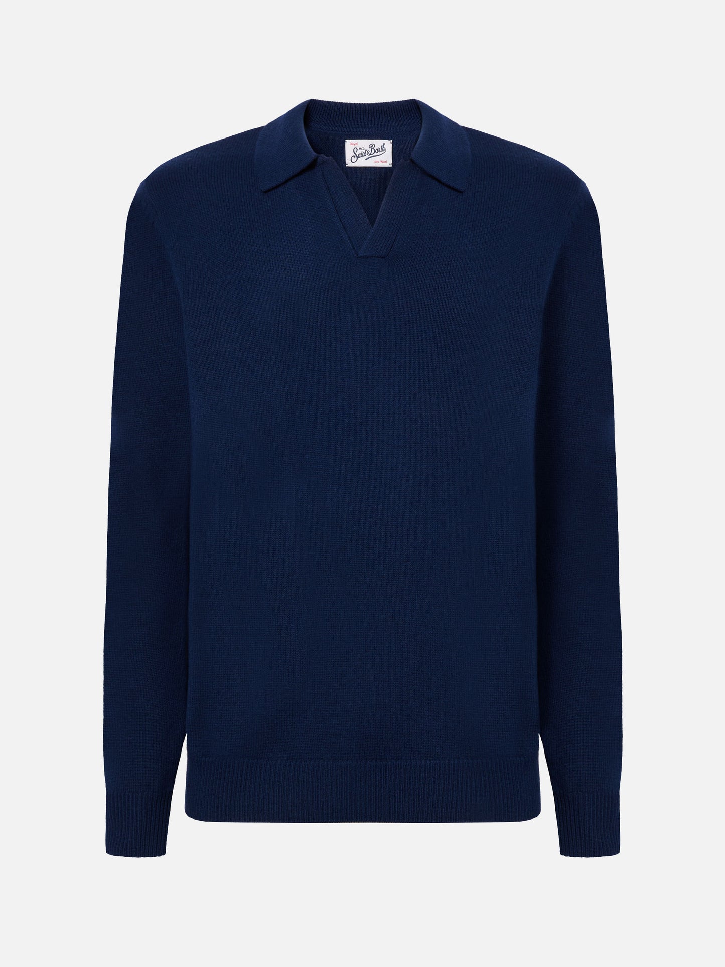 Navy blue pure-wool knit polo Covent