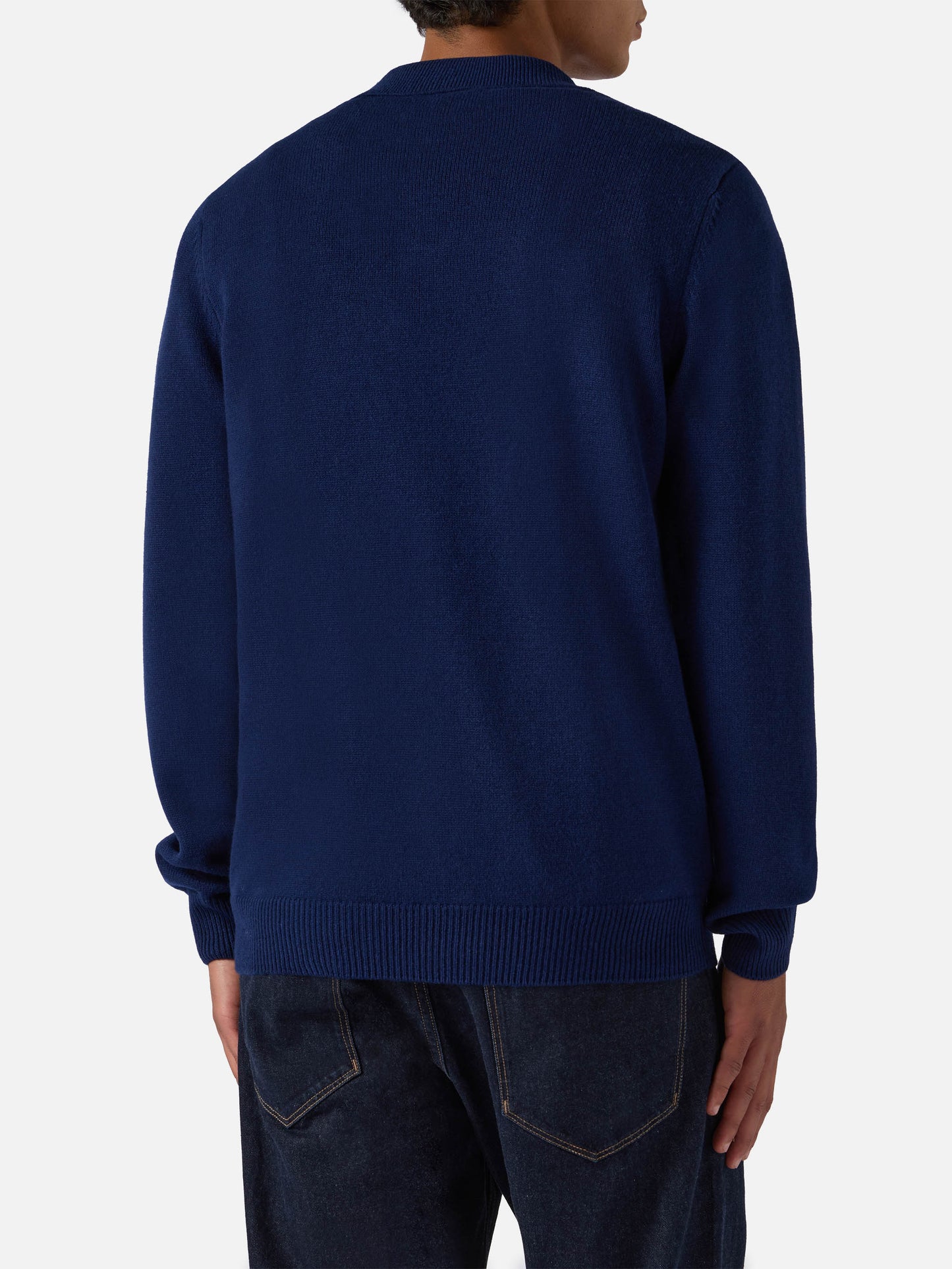 Navy blue pure-wool knit polo Covent