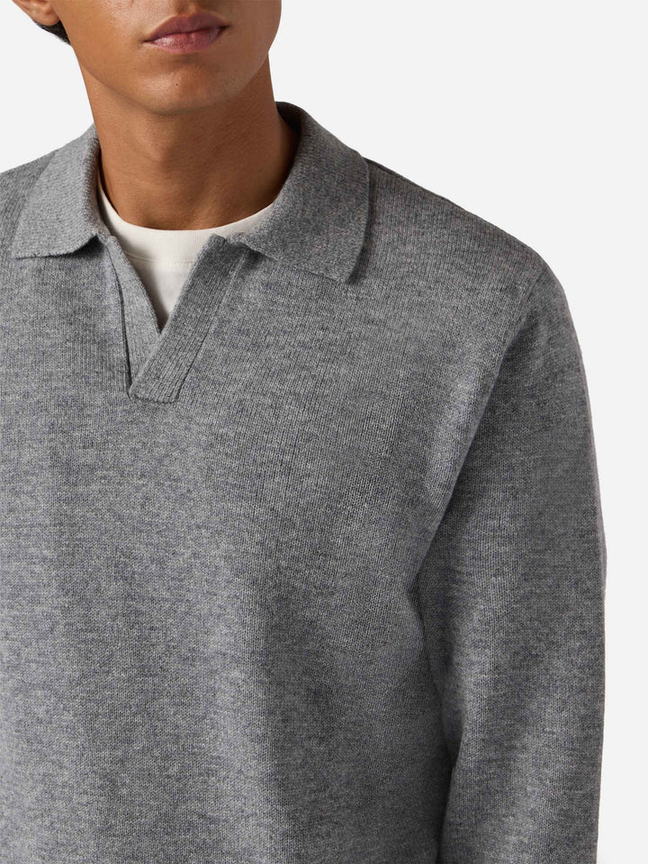 Polo in maglia Covent in pura lana grigio melange