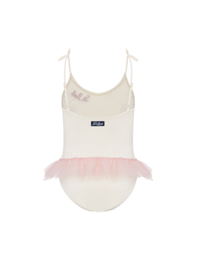 Dancer one-piece swimsuit with tulle ruffle and glittered bows - MC2 Saint Barth