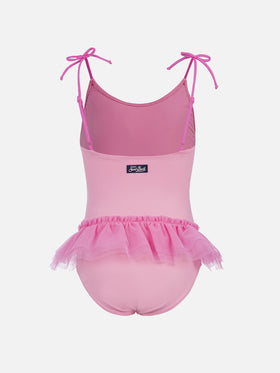 Dancer one-piece swimsuit with tulle ruffle and glittered hearts - MC2 Saint Barth