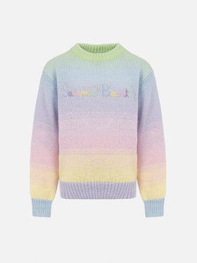 Girl multicolor striped crewneck sweater Danya - MC2 Saint Barth