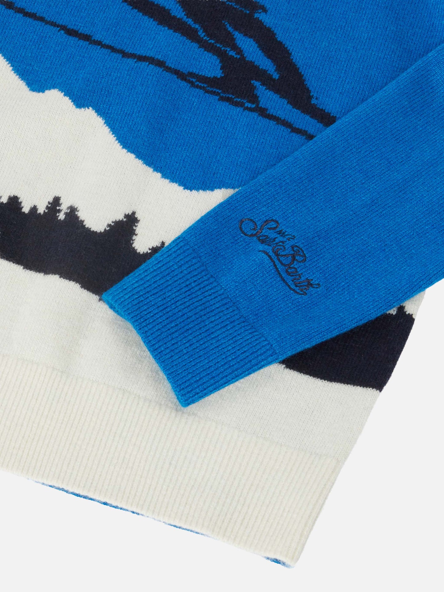 Crewneck Douglas with Cortina postcard jacquard