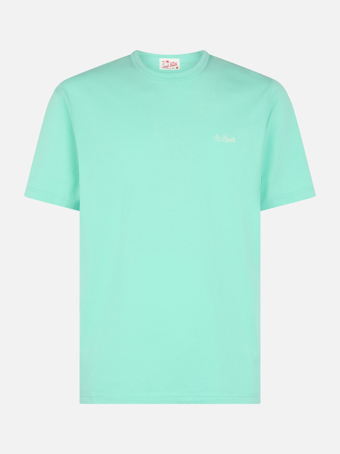 Man sage green cotton jersey t-shirt Dover with St. Barth embroidery - MC2 Saint Barth