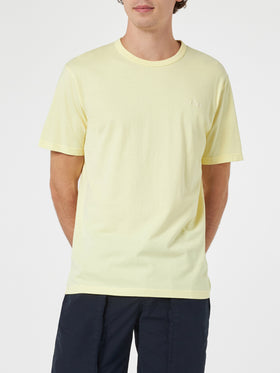 Man pale yellow cotton jersey t-shirt Dover with St. Barth embroidery - MC2 Saint Barth
