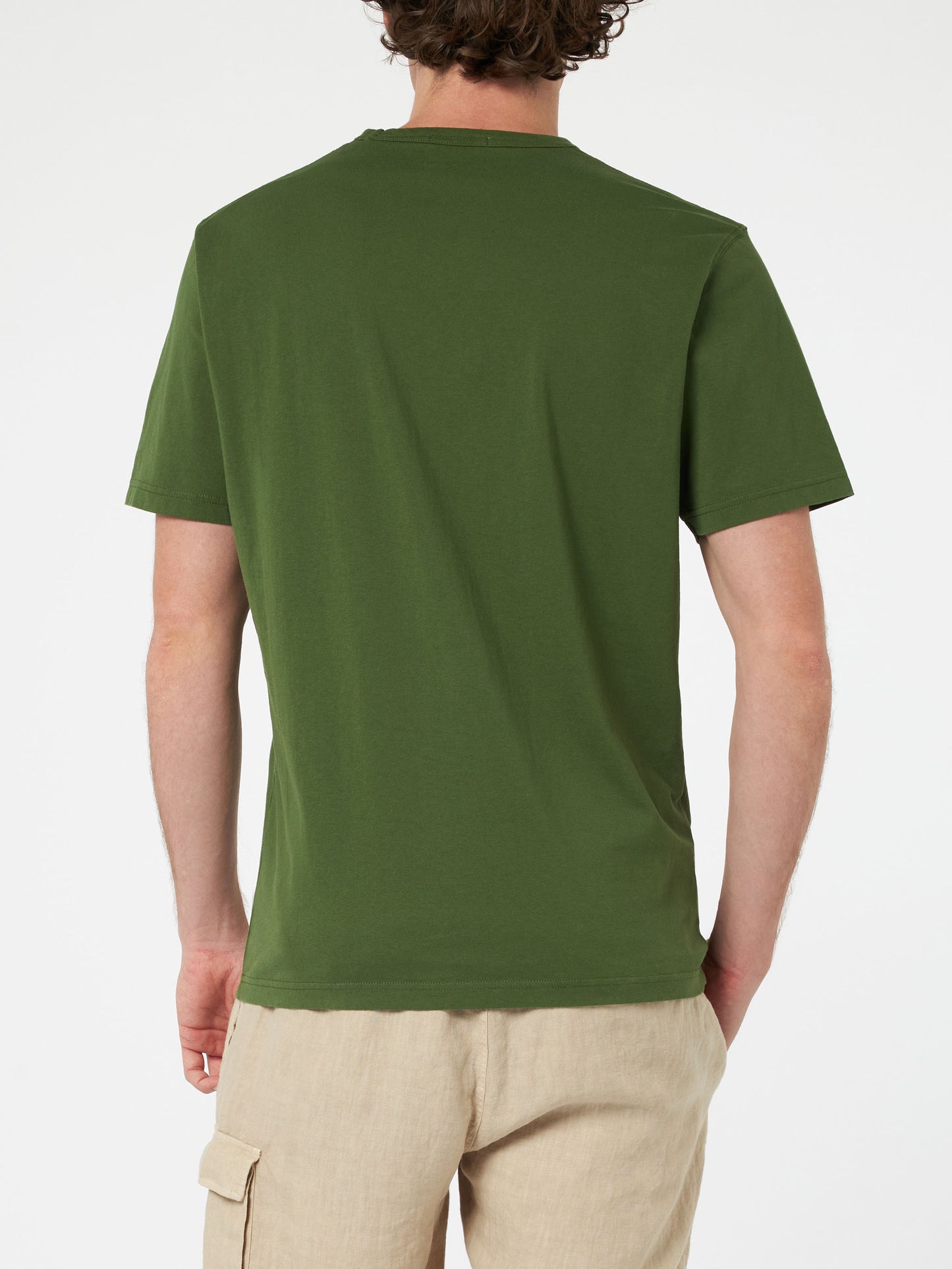 Man military green cotton jersey t-shirt Dover with St. Barth embroidery - MC2 Saint Barth