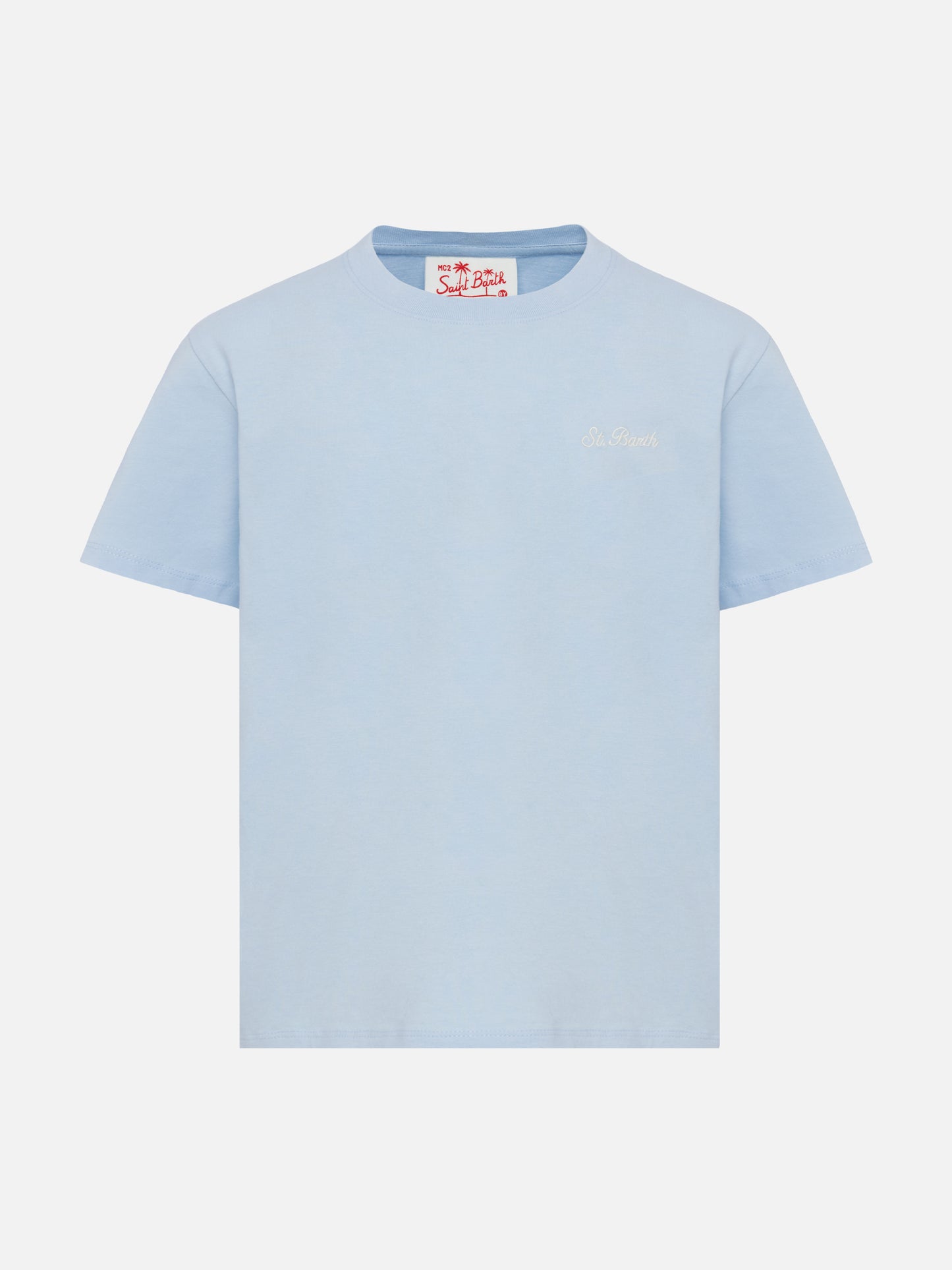T-shirt Dover azzurro chiaro in jersey di cotone con ricamo St. Barth