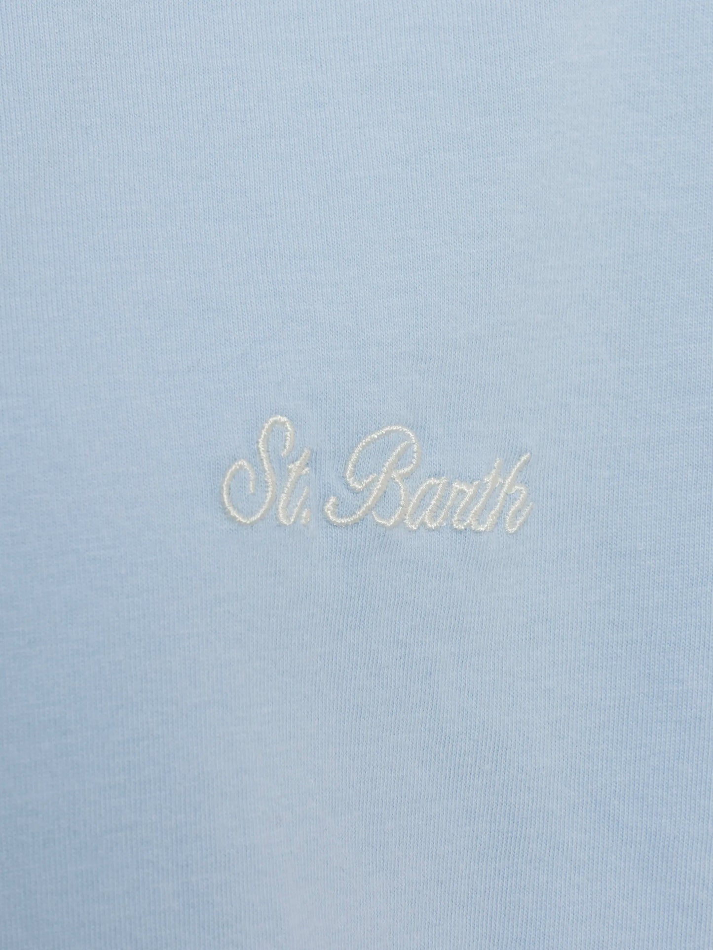 T-shirt Dover azzurro chiaro in jersey di cotone con ricamo St. Barth