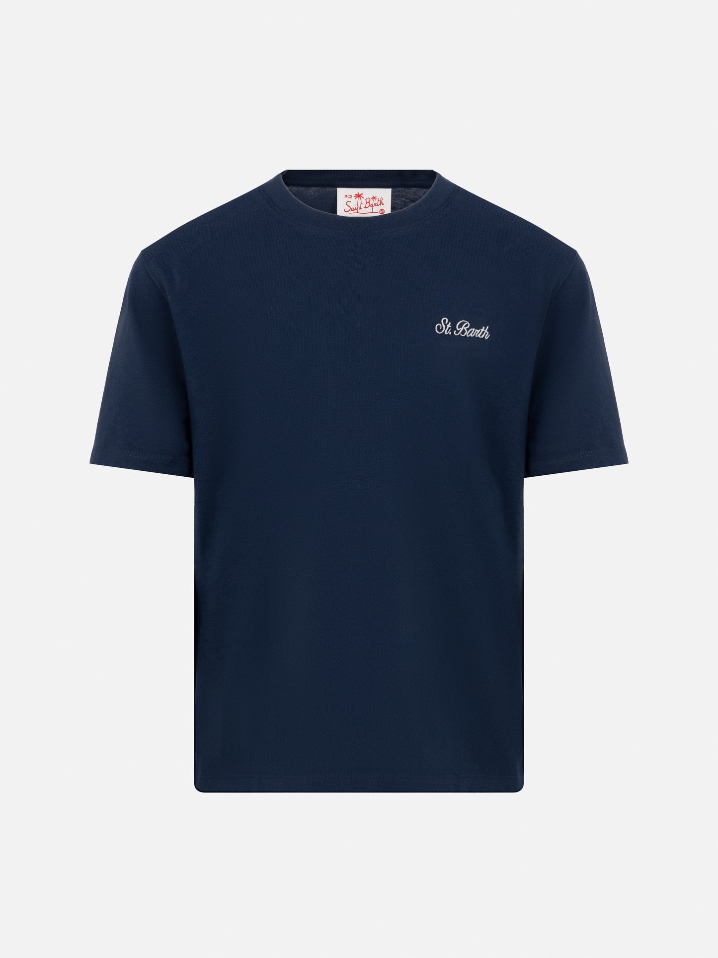 Marineblaues Baumwolljersey-T-Shirt Dover mit St. Barth-Stickerei