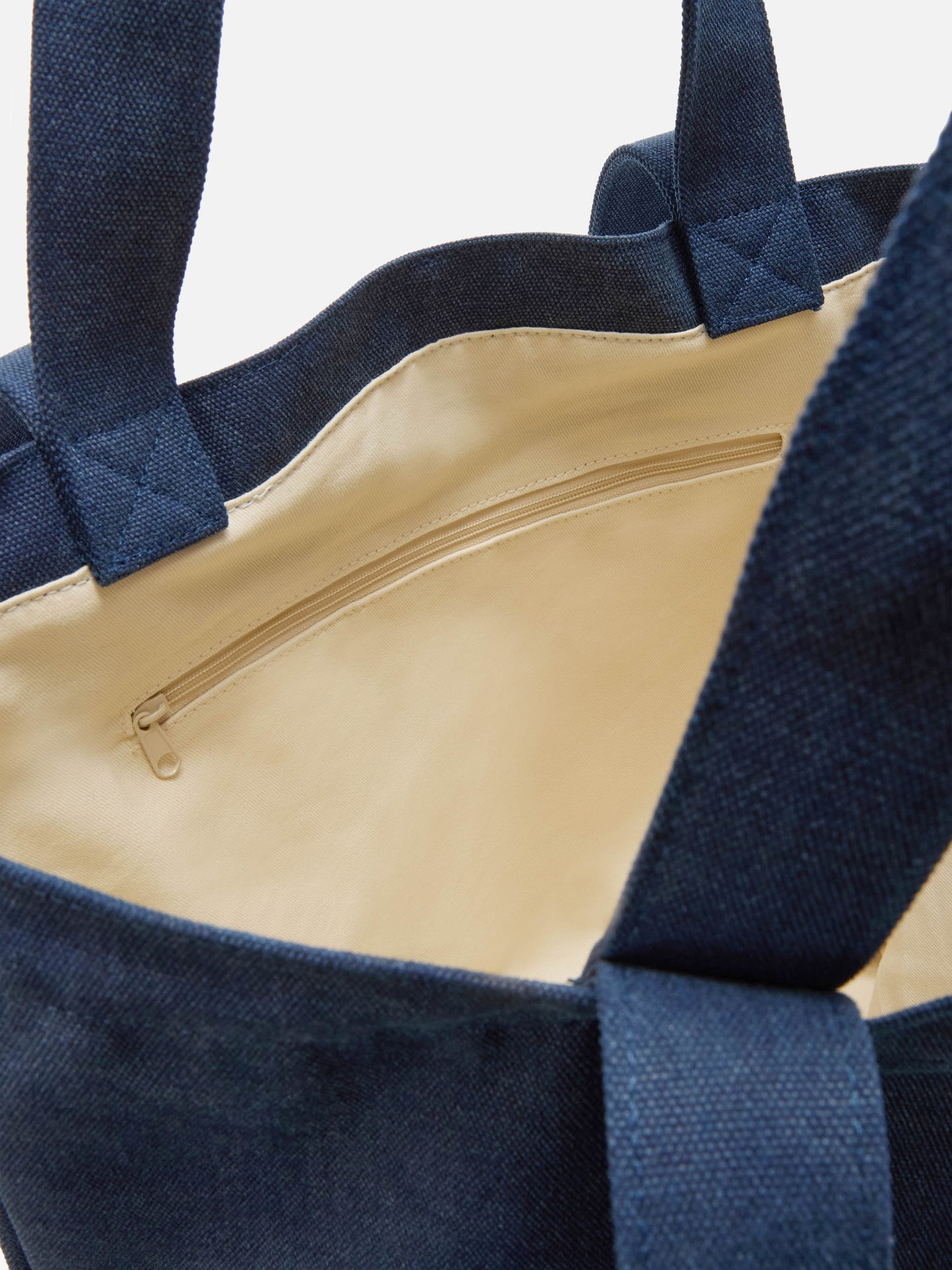 Essential Beach navy blue cotton tote bag with embroidered logo