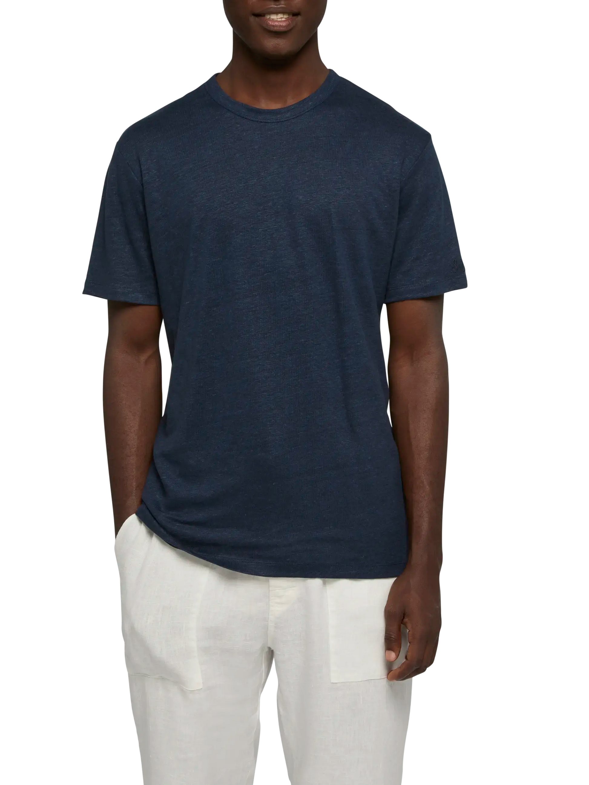 Navy blue linen jersey t-shirt Ecstasea - MC2 Saint Barth