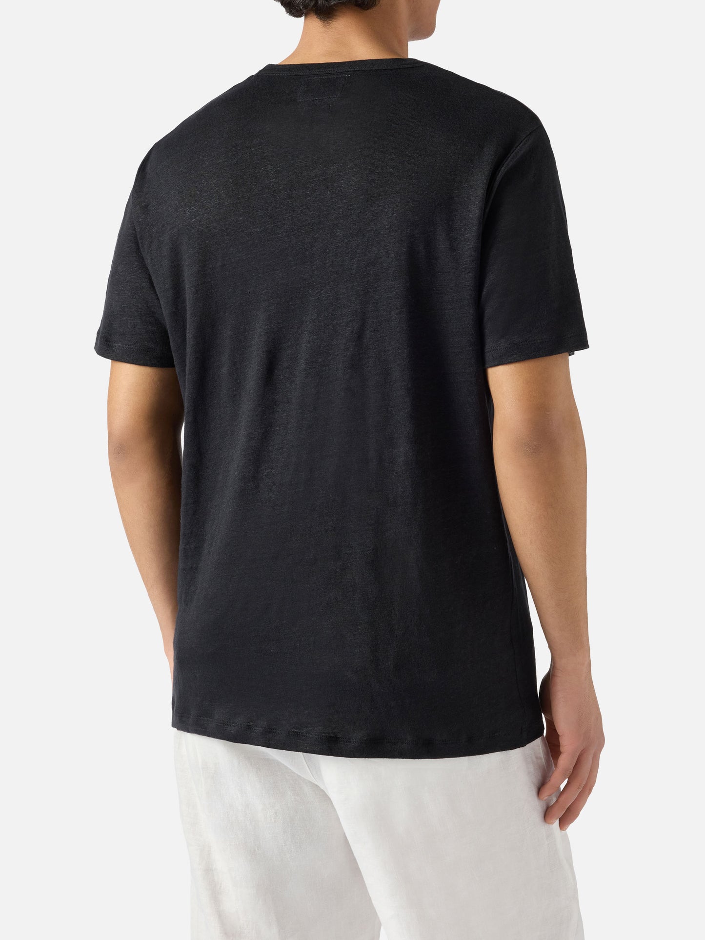 Black Ecstasea pure linen t-shirt with logo embroidery
