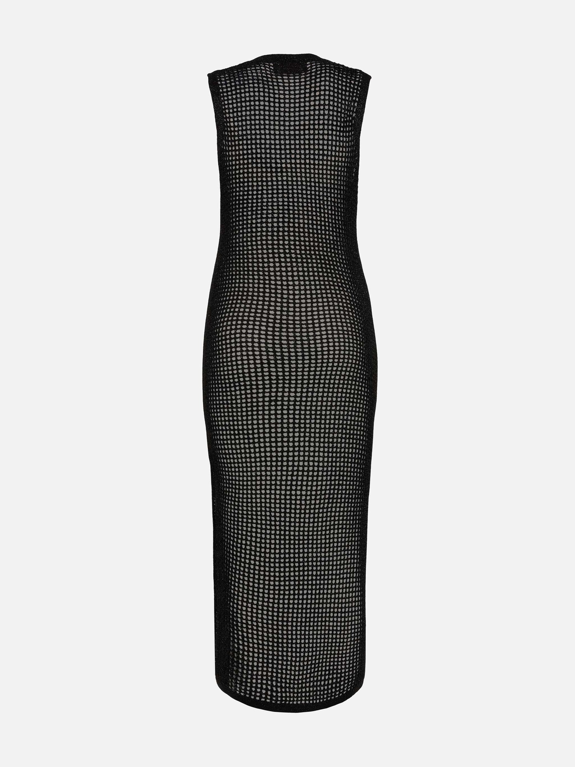 Eileen long lurex black mesh crochet dress - MC2 Saint Barth