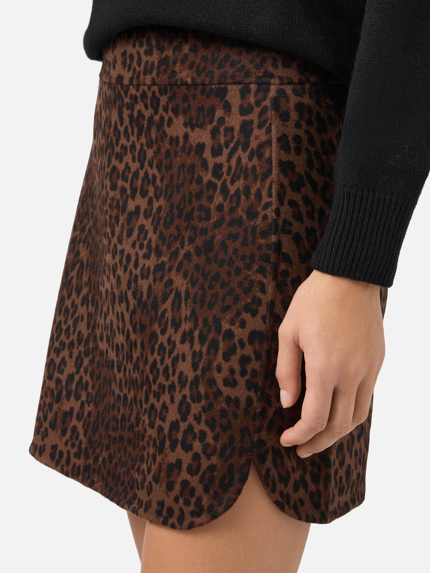 Minigonna Eira in tessuto double a stampa leopardata