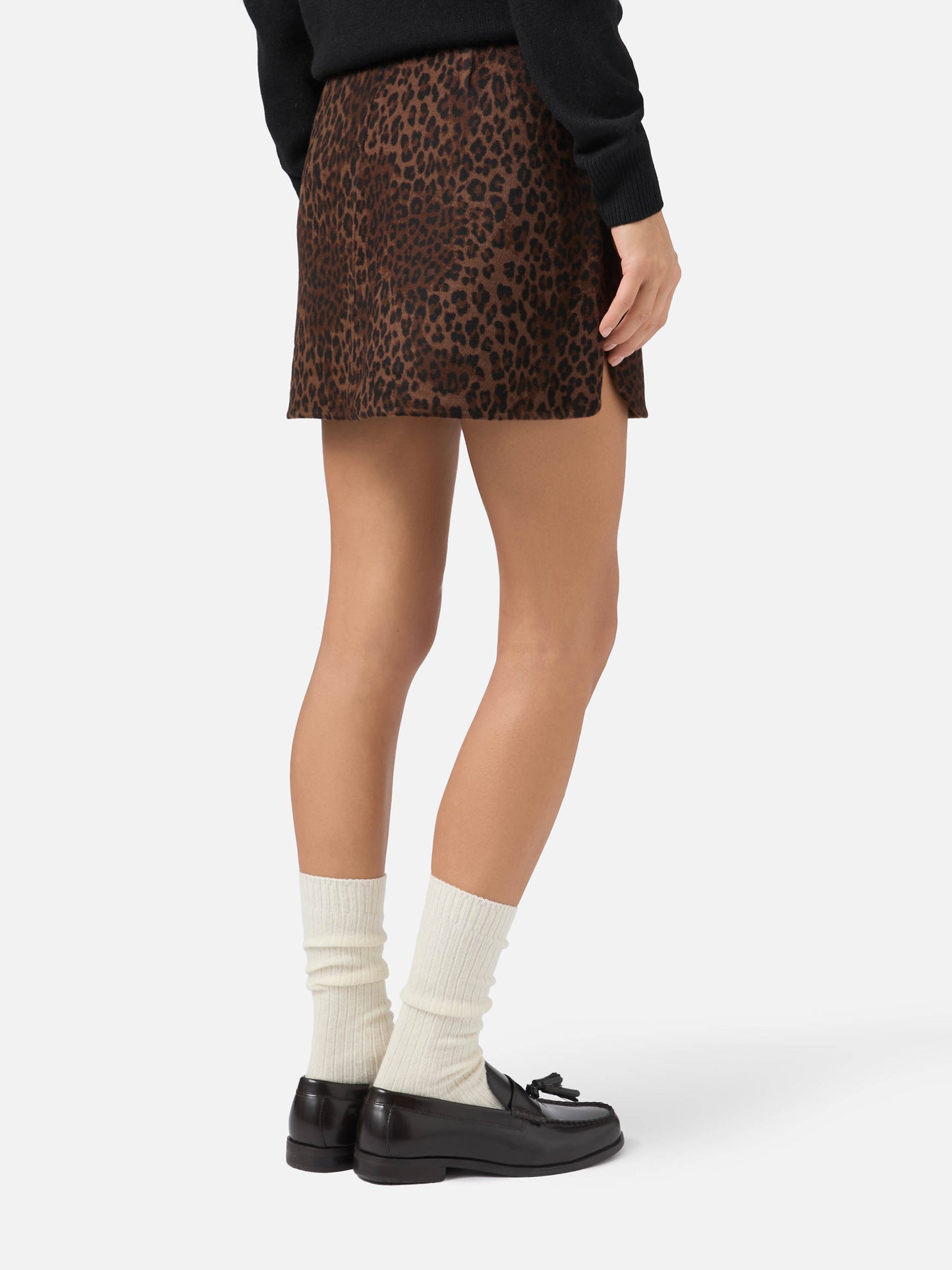Minigonna Eira in tessuto double a stampa leopardata