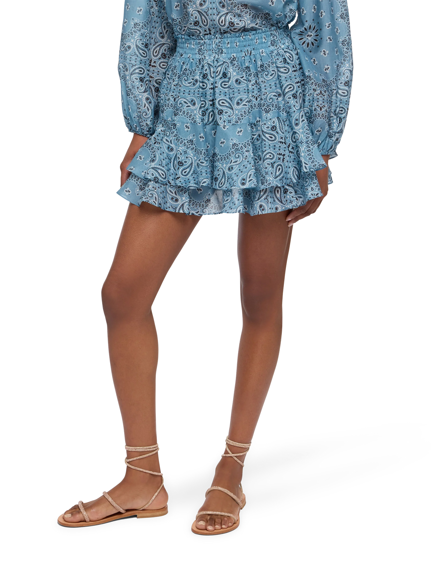 Eivissa ruffled mini skirt in silk voile with bandanna print - MC2 Saint Barth
