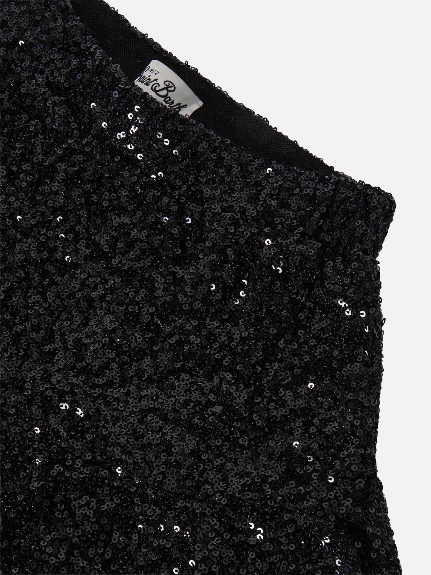 Eivissa Jr sequin ruffle mini skirt in black