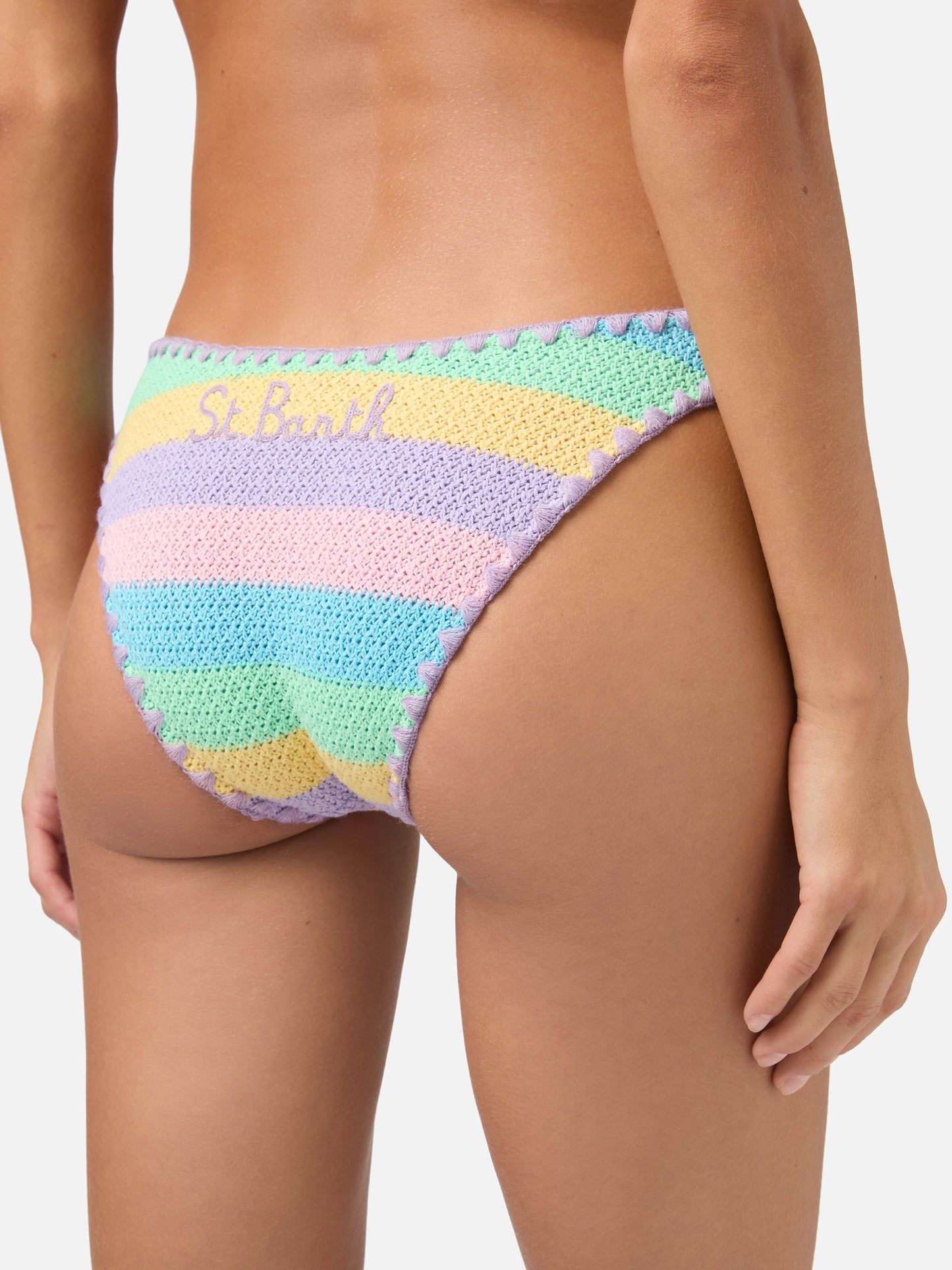 Bikini a triangolo allycia Elise in crochet a righe pastello