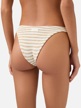 Elise slip mare in crinkle con stampa a righe beige