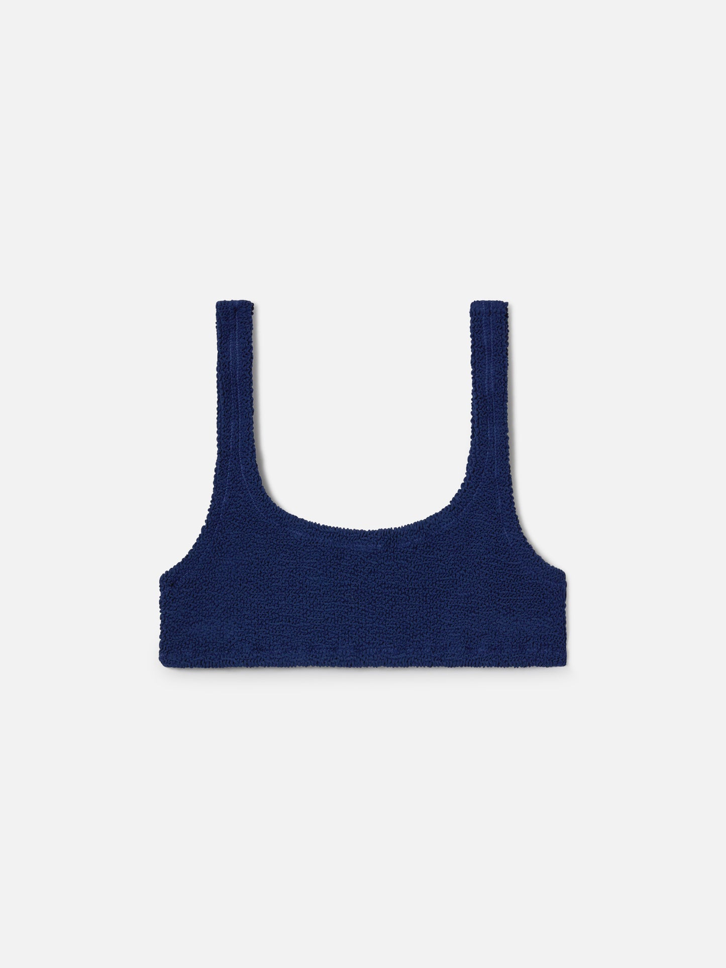 Naima bralette bikini top in navy blue crinkle fabric