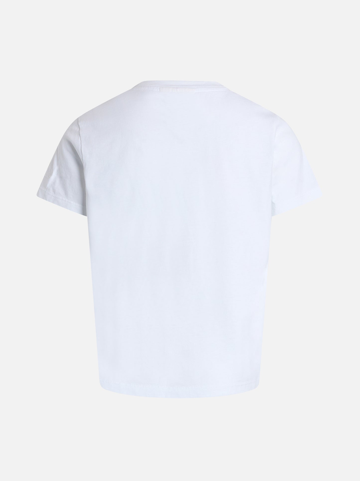 Girl cotton jersey crewneck t-shirt Elly with Questa è Ibiza embroidery