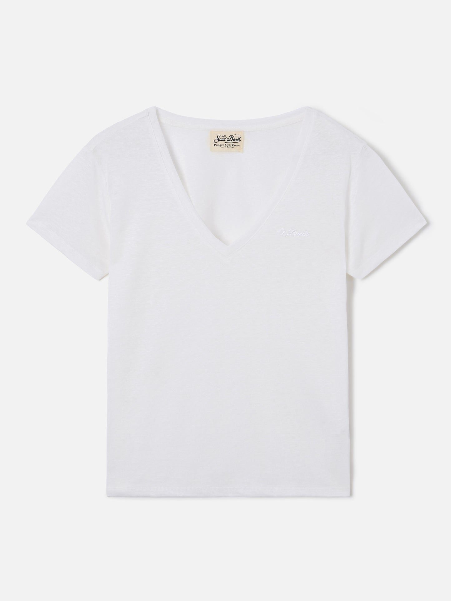 Camiseta Eloise de lino blanco con logotipo bordado
