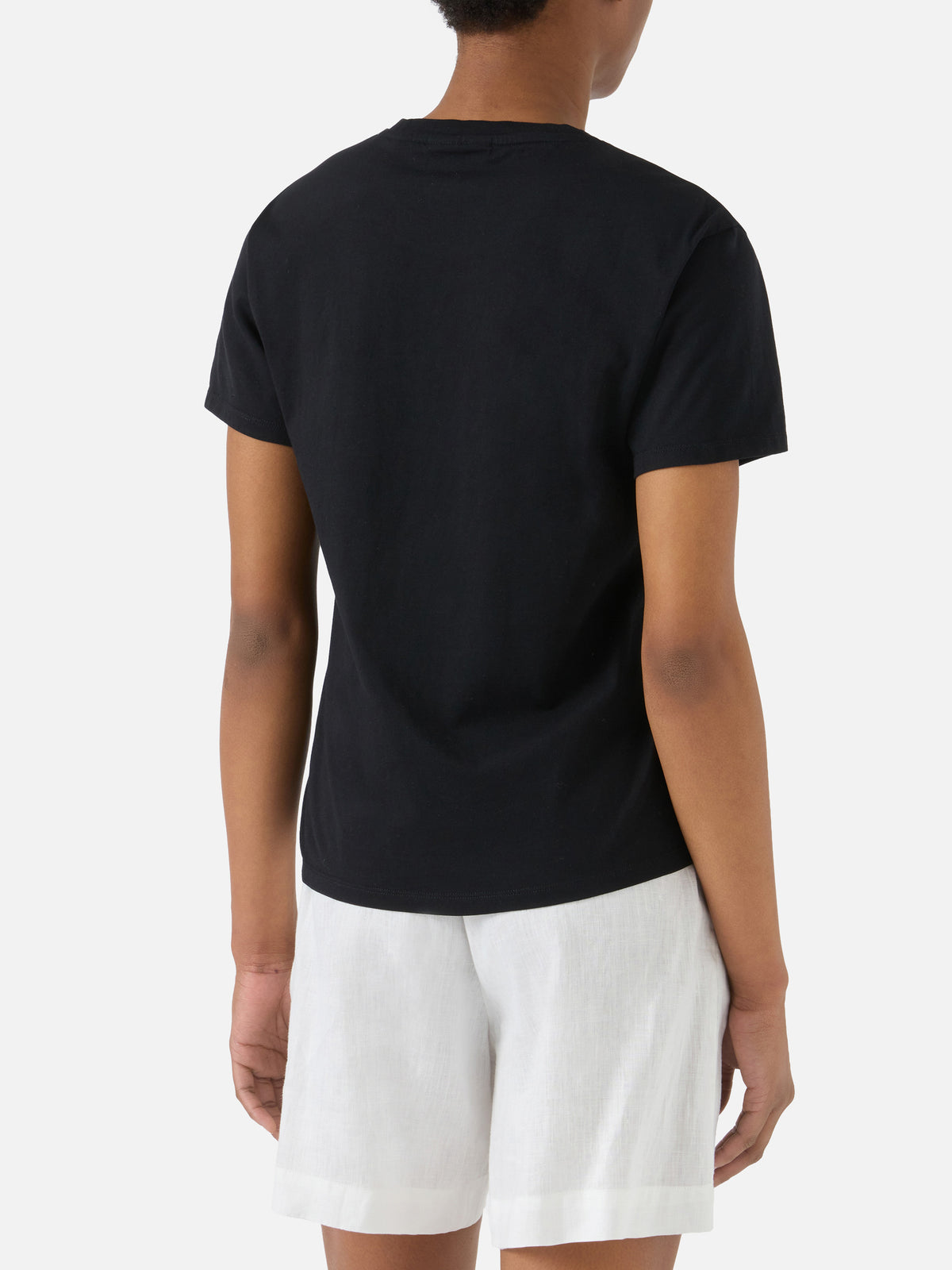 Schwarzes Emilie T-Shirt mit Strasslogo